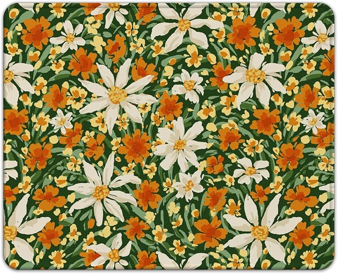 Premium Stitched Mouse Pad 10.2 x 8.3 in | Smooth, Washable Desk Mat with Non-Slip Base | Personalized Cute MousePads for Gaming,Work,Laptop, Computer, Office, Home (Sunny Daisy Patch)