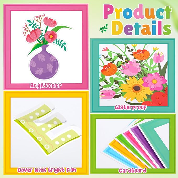 Qilery Growth Mindset Bulletin Board Set - Spring Floral Classroom Decor | Growth Mindset Positive Affirmation Wall Art, Motivational Potted Plant Cutouts for Teacher & Elementary School Counselor