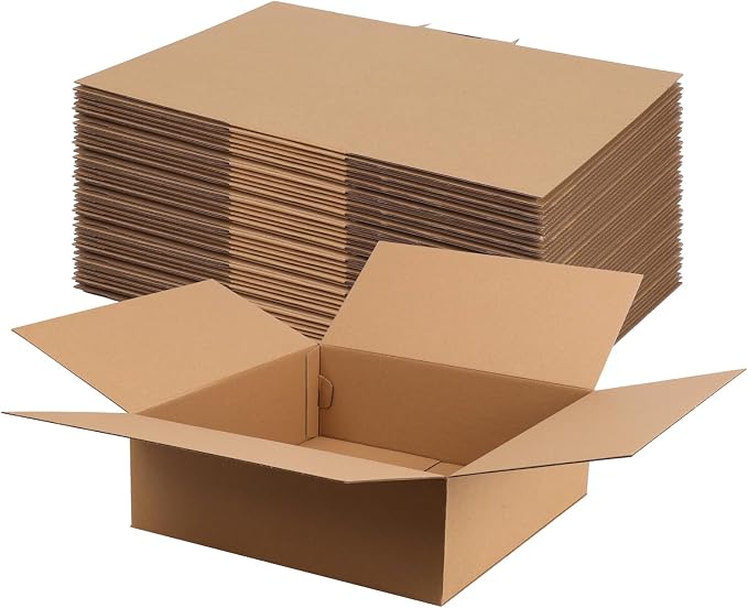 Rempry Brown 12x12x4 Shipping Boxes Set of 15, Corrugated Cardboard Box for Mailing, Packaging Small Business, Kraft Mailer Gift Boxes