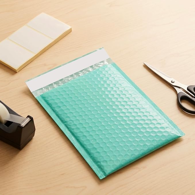 100 PCS 5 x 6 Inch Poly Bubble Mailers, Teal Waterproof Padded Mailing Envelopes, Practical Self Seal Adhesive Shipping Bags for Small Business Packing Mailing Supplies