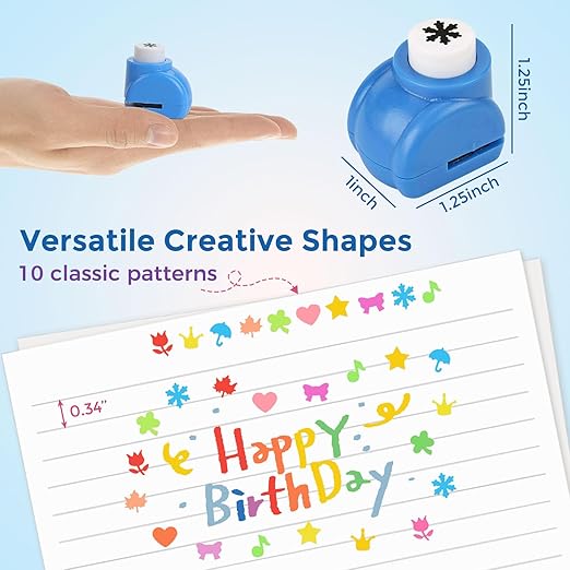 LOVEINUSA 10 Pack Multicolored Shape Paper Hole Punch Craft Set for DIY Crafting, Scrapbooking, Handmade Greeting Cards, Photo Albums, Mini Cutter Nail, and Festival Cards Projects