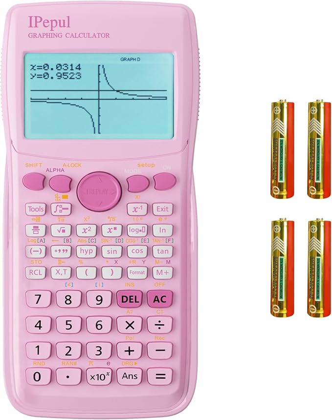 Pink Scientific Calculators with Graphing Functions, IPepul 10 Modes Math Calculator for High School and College Students, Teachers, Office, Algebra, Geometry, Statistics, Pink School Supplies