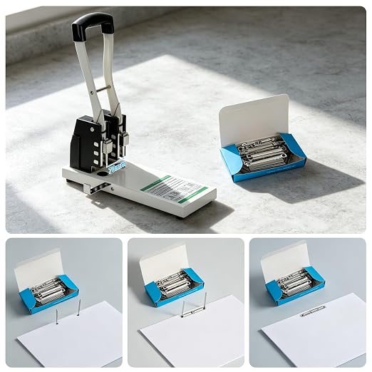 Upgraded Heavy-Duty 2-Hole Punch, One-Click Replaceable Blades | All-Metal Stable Frame, Ideal for High-Demand Office & School Use