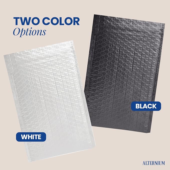 ALTERNIUM Bubble Mailers 6x9 Inch, 50-pack – Small Padded Shipping Envelopes, Self Seal Poly Bubble Mailers, Waterproof Lightweight Mailers for Jewelry, Trading Cards & Small Business - White