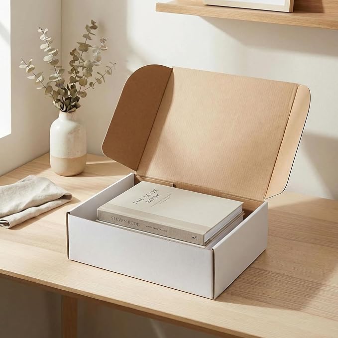 HORLIMER 12x9x4 Shipping Boxes Set of 25, White Corrugated Cardboard Mailer Box for Packing Small Business