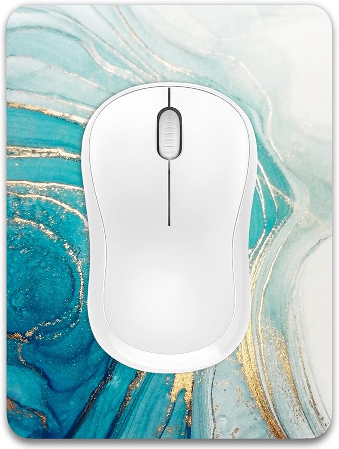 Dapesuom Small Mouse Pad, 6 x 8 Inch Thick Rubber Premium-Textured Non-Slip Portable & Washable Mini Mouse Mat for Women Wireless Laptops Keyboard Tray Gaming Work Computer Travel, Gold Line Marble