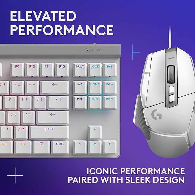 Logitech G502 X Wired Gaming Mouse + G515 TKL Wireless Gaming Keyboard (Tactile) Bundle: White