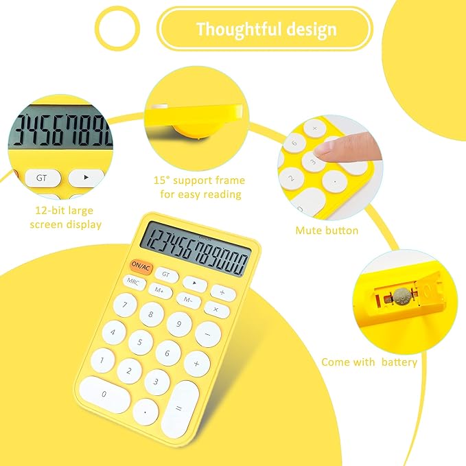 VEWINGL Standard Calculator, 12 Digit Large Display Desktop Calculator with Big Buttons for Office, School, Home & Business