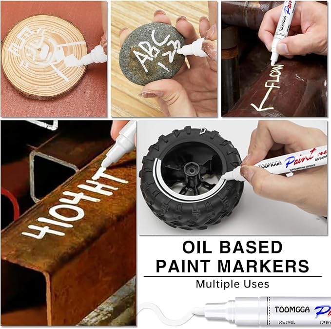 TOOMGGA 2 Orange Paint Pens Permanent Paint Markers, Oil Based Medium Tip | Marking Pens, Quick Drying, Waterproof, Fade-resistant, for Rock Painting, Car Tyre, Metal, Plastic, Canvas, Mugs, Wood