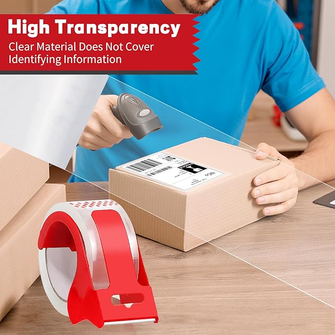 Clear Heavy Duty Packing Tape with Dispenser, 2 Rolls Strong & Durable Shipping Tape, 1.88 Inches x 55 Yards Packaging Tape, for Packing Boxes, Moving Supplies, Shipping and Mailing