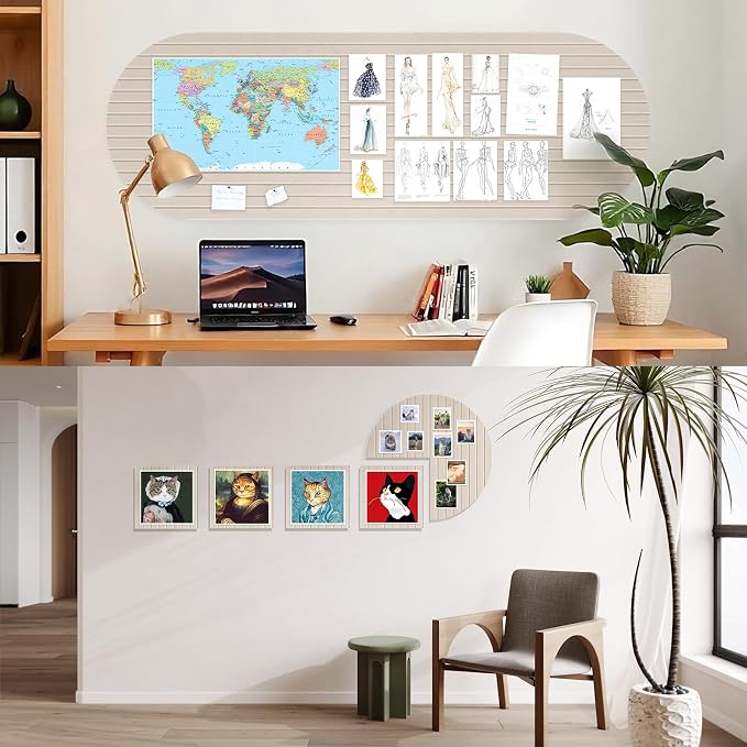 Markdang Large Arched Felt Bulletin Board 35" x 24", 6 Pack Cork Boards Alternative for Walls with 30 Pins, 40 Adhesive Tabs, Pin Board Tiles for Home Office Classroom Decor, Photos Display (Oatmeal)