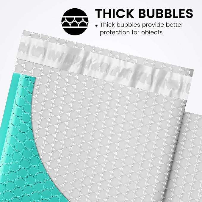 Fuxury Bubble Mailers Bulk 6x10“ 3000 Pack Teal Padded Envelopes | Usable Size 6x9" Mailing Envelopes Bubble Padded, Shipping Bags for Jewelry,Makeup,Packaging, Small Business, Boutique, #0