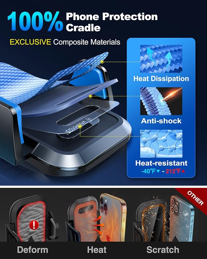 VANMASS【85+LBS Strongest Suction & Military-Grade Ultimate Car Phone Mount | 【Patent & Safety Certs】 Cell Phone Holder for Dash Windshield Vent for iPhone 17 Pro Max Automobile Interior Sets, Blue