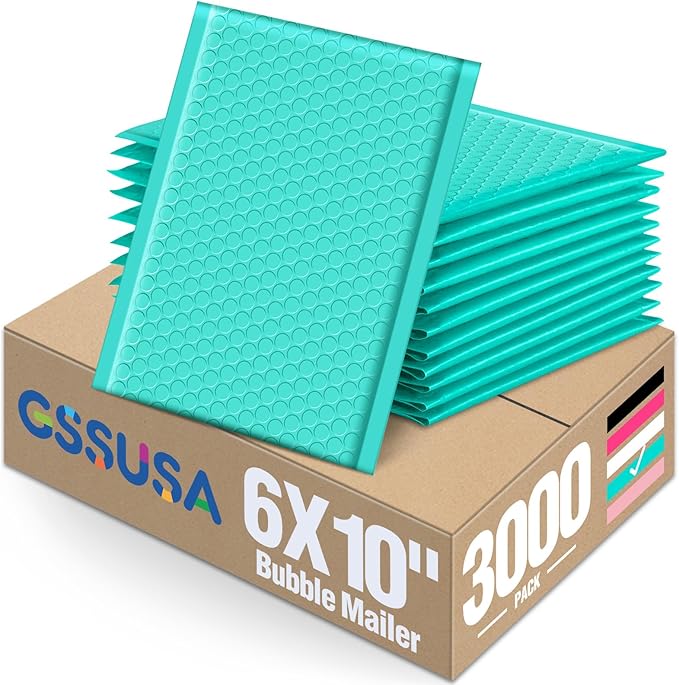 GSSUSA Teal Bubble Mailers 6x9 Small Padded Envelopes 3000 Pack,Strong Adhesion Bubble Mailer Self-Seal Bubble Envelopes for Small Business