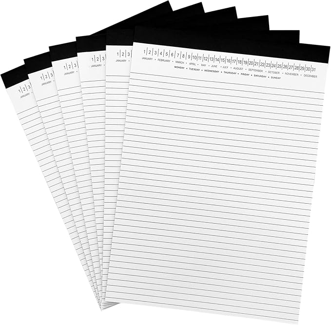 6 Pack Legal Pads 8.5" x 11" Note Pads with Date on Top, 50 Sheets Lined Paper Writing Pads, Narrow Ruled White Notepad Notebook for Office Business School College Supplies