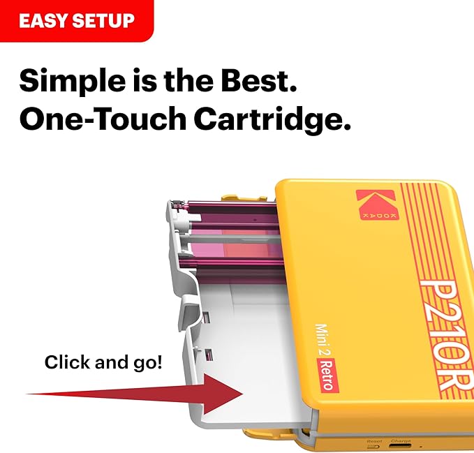 KODAK Mini 2 Retro 2x3 Portable Photo Printer, 8 Sheets, Bluetooth Smartphone Printer for iPhone & Android, Instant Color Prints, 4PASS Dye Sublimation, White