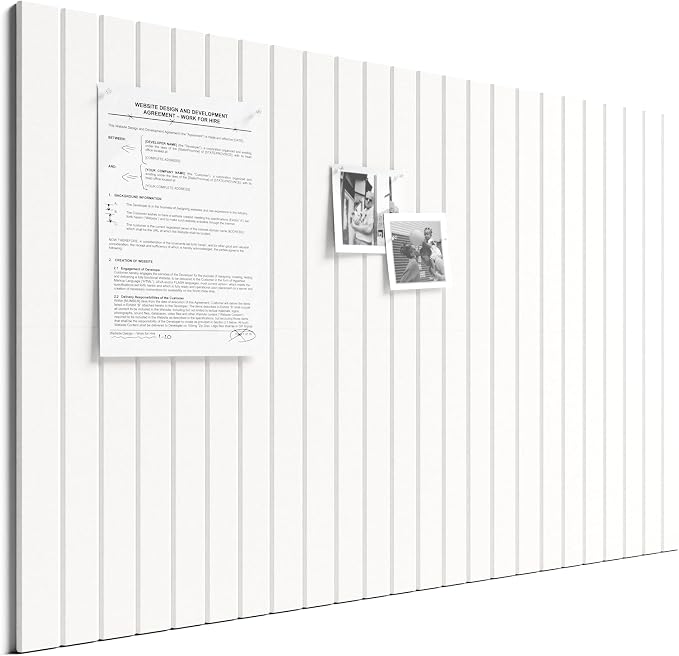 Bumusty 36"x 24" Large Felt Bulletin Board Tiles,Milky White | 6-Pack Cork Board Alternative, Wall Decor, 30 Pushpins, 30 Adhesive Tabs, Vision Board, Office, Classroom, Home, Dorm