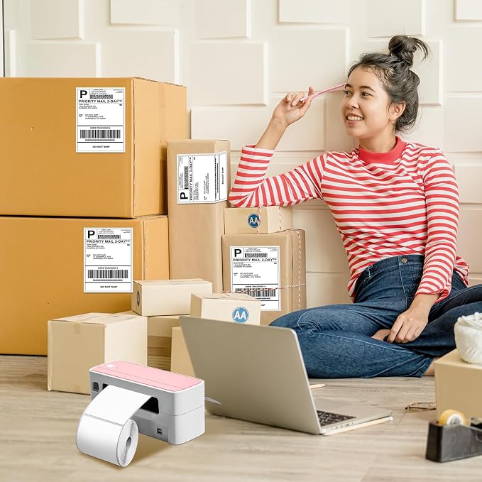 Phomemo 4X6 Thermal Labels - Shipping Labels, Thermal Printer Label, Roll Label for Shipping Label, Address, Mail, Compatible with Zebra, Munbyn, Rollo, Polono, Nelko, Pack of 500, White