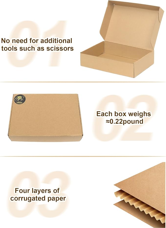 45 Pack Small Shipping Boxes, 9x6x2 Inch Brown Cardboard Boxes for Small Business