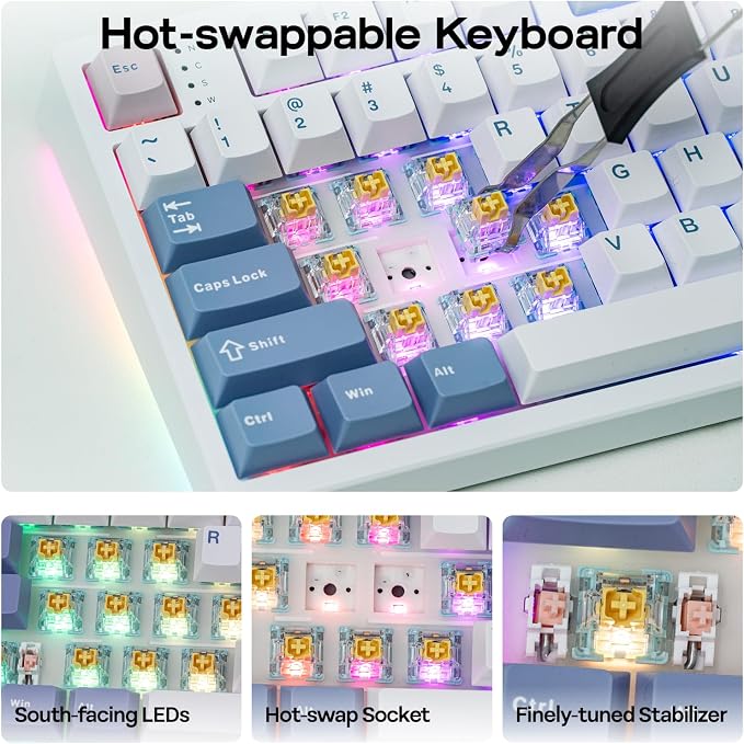 EPOMAKER TH108 PRO Full Size Mechanical Keyboard with Screen & Knob | Wireless Gaming Keyboard with 10000mAh, Creamy Gasket, Hot Swap, Custom Driver, RGB Backlight (White, Creamy Jade)