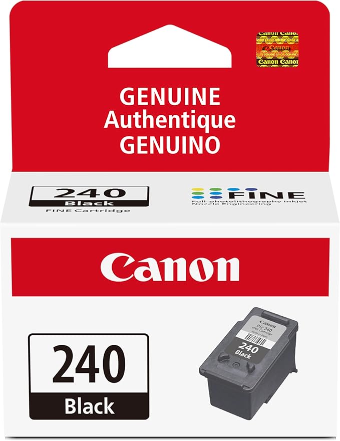 Canon PG-240 Genuine Black Ink Cartridge, Compatible with MG2120/3120/4120, MX512/432/472/372/392/522/532/452, MG2220/3220/4220/3520/3620, TS5120