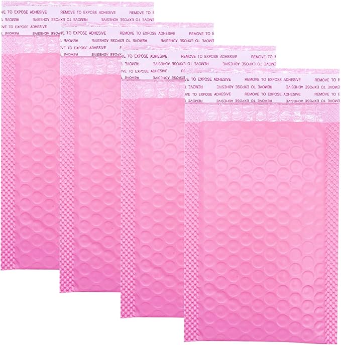 Bubble Mailers 3.5X5.9 Inch 50 Pack Small Padded Envelopes Poly Thicken Padded Self Seal Envelopes Bags (Pink)