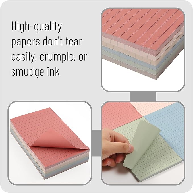 Mr. Pen- Lined Sticky Notes 4x6, 6 Pads, 60 Sheet/Pad, Vintage Colors, Colorful Sticky Notes with Lines, Sticky Note Pads, Mr Pen Sticky Notes, Stocky Notes for Bible Journaling