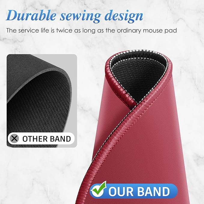 Round Mouse pad, high-end Texture, Sewn Edge Design, Anti-Slip Rubber Base. 8.6 x 8.6 inches (red)