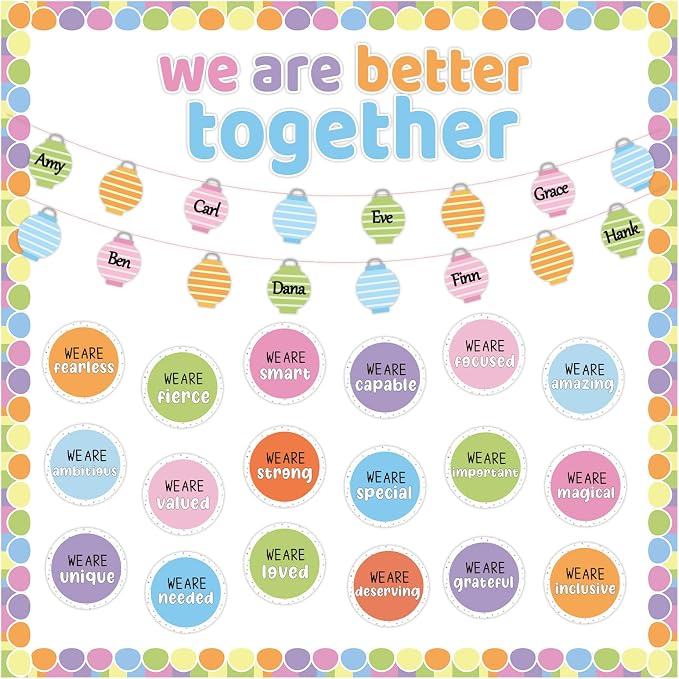 Pastel Affirmation Station Bulletin Board Set Motivational Together We are Better Bulletin Board Inspirational Positive Sayings Cutouts Classroom Decor for Back to School Decor Wall Door