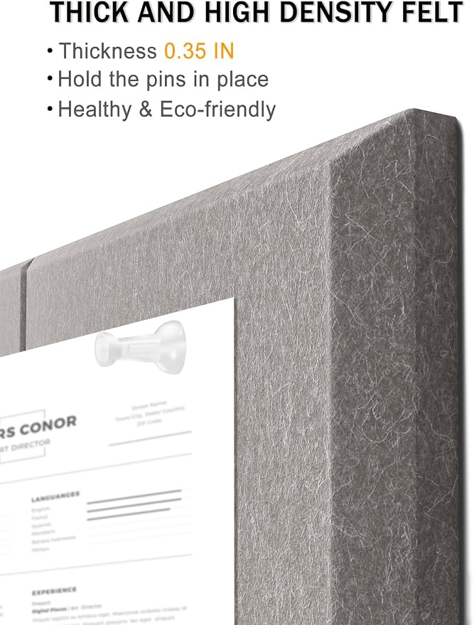 Hsurbtra Large Cork Board for Wall 36 x 24 Inch, 6 Pack Felt Bulletin Notice Board with Pushpins for Office Home School Farmhouse Wall Decor, Khaki