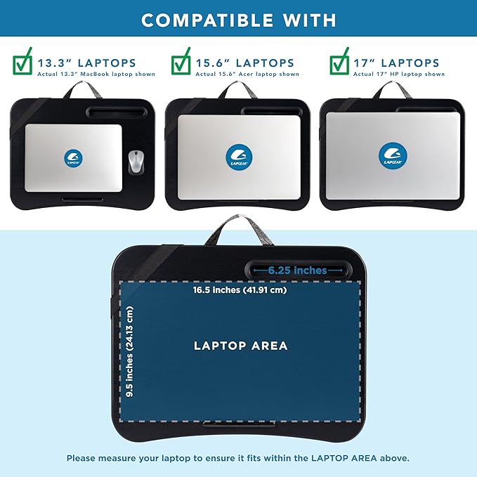 LAPGEAR Designer Lap Desk with Phone Holder and Device Ledge - Gray Argyle - Fits up to 15.6 inch Laptops - Style No. 45438