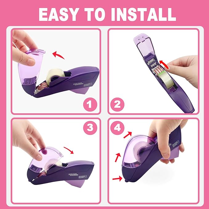 Automatic Tape Dispenser for Wrapping Gifts, Handheld Packaging Tape Dispenser Gun with Cutter, Dispensers for Adhesive Tapes-White