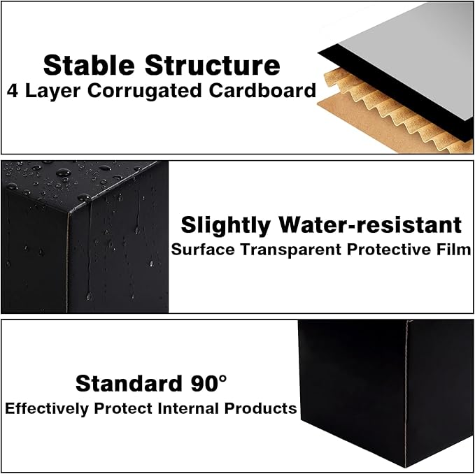 11x6x6 Black Shipping Boxes, 30 Pack Large Mailer & Packaging Boxes for Small Business, Heavy Duty Corrugated Cardboard, Perfect for Mailing & Shipping