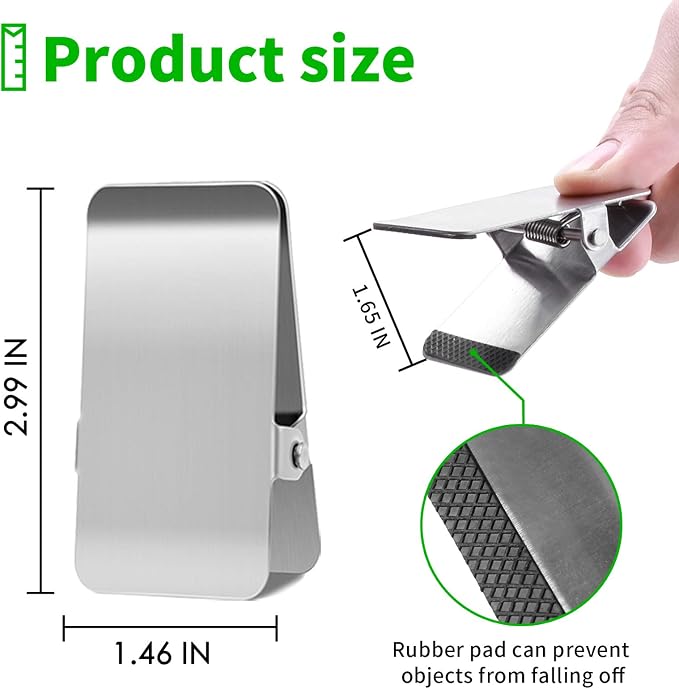 BURLIHOME Chip Bag Clips,3" Long Chip Clip,Silver,6-Pack | Label&Date with Marker,Ribbed Inner Grip for anti-slip, Strong Hold&Sturdy,Fits Chips/Coffee/Snacks