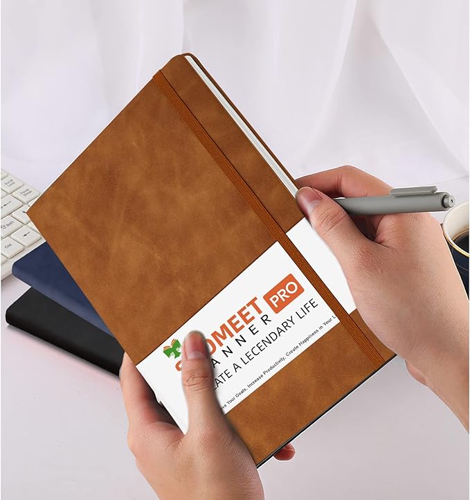 Lined Journal Notebook, 200 Pages, Leather Hardcover Notebooks, A5 College Ruled Thick Classic with Pen Loop Notebook Journals for Writing, for Women Men Office School, 5.75'' X 8.38'', Brown