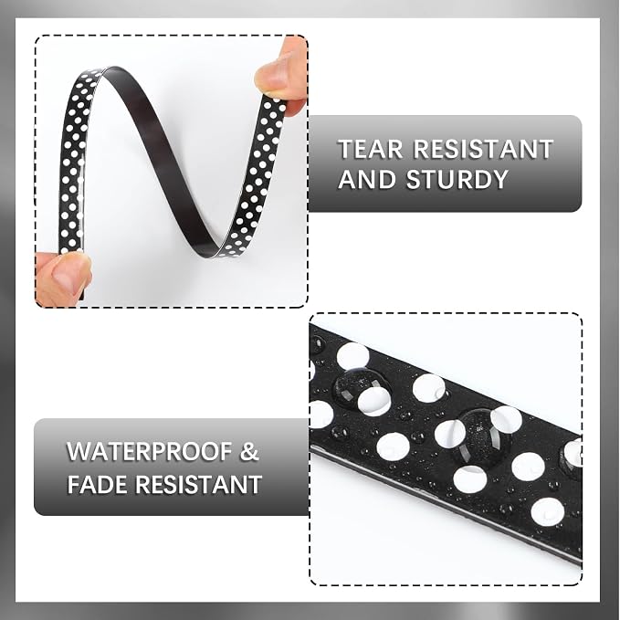 Relaxweex 48 Pcs Black and White Polka Dots Magnetic Borders for Classroom Whiteboard Mini Polka Dots Straight Strips Trims for Back to School Classroom Office Decorations