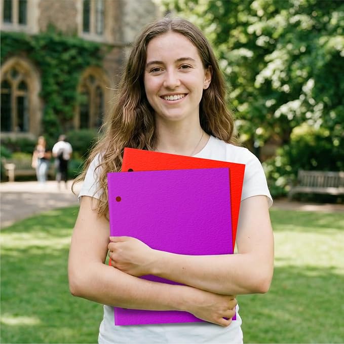 2 Pocket Folders, 6 Pack Folders with Pockets, 3-Hole Punch, File Folders | Heavy Duty Paper Folders, Fit Letter Size Paper, 6 Assorted Bright Colors, for School, Office, Home, Business
