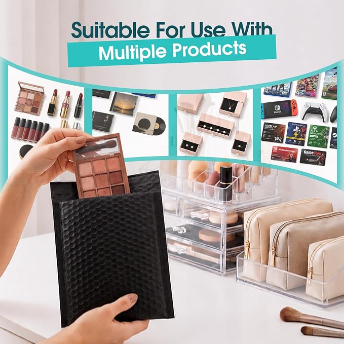Fuxury Bubble Mailers Bulk 6x10“ 600 Pack Black Padded Envelopes | Usable Size 6x9" Thick Mailing Envelopes Bubble Padded, Shipping Bags for Jewelry,Makeup,Mailing,Packaging, Small Business,#0