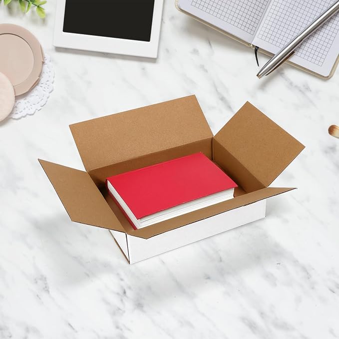 Shipping Boxes 8x6x2 Set of 25, White Corrugated Cardboard Box for Mailing Business Packaging