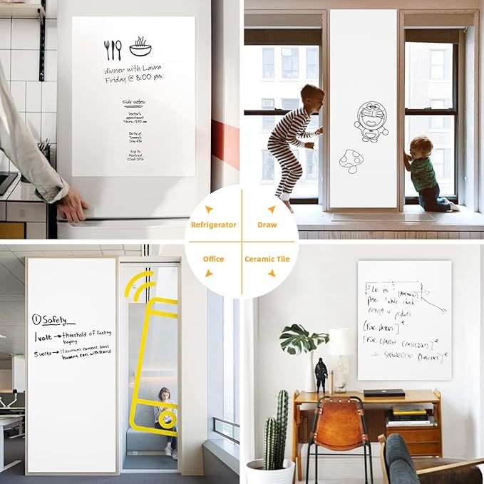 Dry Erase Whiteboard Sticker Wall Decal, Self-Adhesive White Board Peel Stick Paper for School,Office,Home,Kids Drawing with 3 Water Pen 78.7"x35.4"