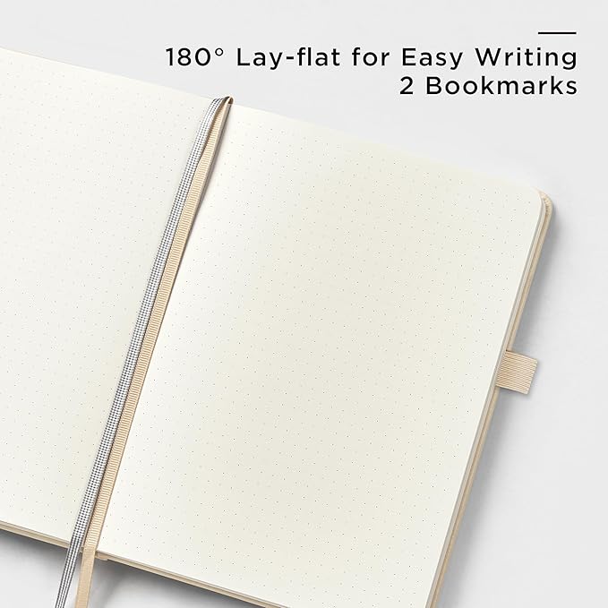 &And Per Se Dotted Journals Bulk 5-Pack, A5 Hardcover, 160 Pages 100gsm Thick Paper, Dotted Journal Supplies for Workshops, Art Classes, Creative Studio – 3 Sticker Sheets Each (Light Apricot