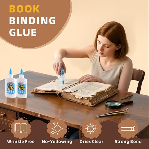 Book Binding PVA Glue PH Neutral, Acid-Free Tacky Adhesive 8.45 Fl Oz | Hardcover, Paperback, Bible & Journal Repair