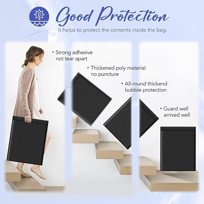 Fuxury Bubble Mailers 14.5x20" 120 Pack Black Extra Large Padded Envelopes Usable Size 14.5x19" Self Seal Bubble Envelopes Padded Mailers Shipping Bags for Mailing book Clothes Small Business #7