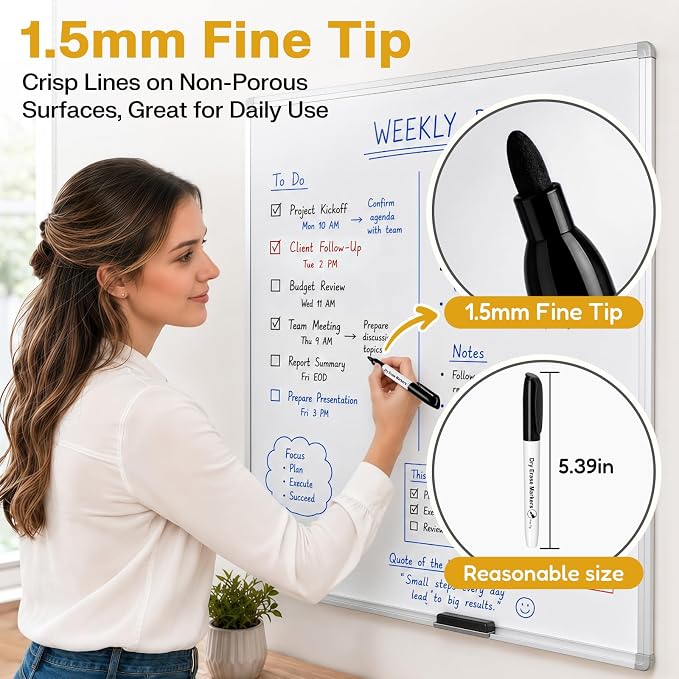 V-Opitos 144 Pack Black Dry Erase Markers Fine Tip | Bulk Whiteboard Markers, Non-Toxic, Easy Clean, School Classroom, Office Supplies