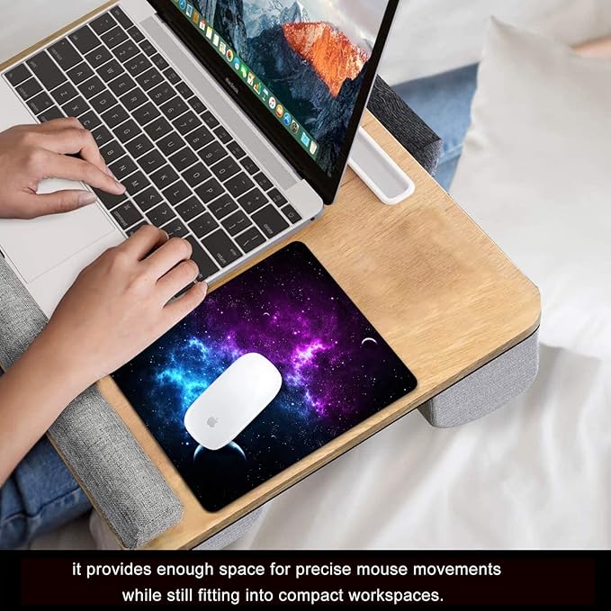 Galaxy Mouse Pad 9.5x7.9 inch, Blue Purple Nebula Space Design, Non-Slip Rubber Base, Washable Office Computer Pad for Desktop Laptop, Sci-Fi Gamer Decor