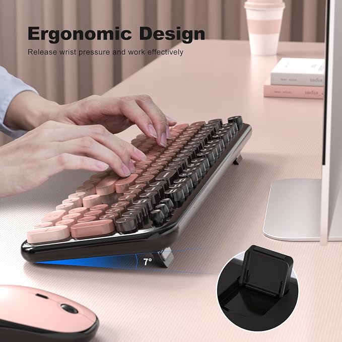MOFII Wireless Keyboard and Mouse Combo,2.4G Typewriter Keyboard Quiet Mice | Retro Full Size Computer Keyboards, Cute Mouse, USB Dongle Plug and Play, for PC,Laptop,Desktop,Windows (Blackberry Gradient)