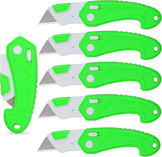 Lightweight Strong ABS Plastic Folding Utility Box Cutter (6, Green)