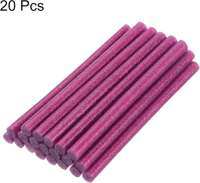 uxcell 20pcs Hot Glue Sticks for Glue Gun 11mm/0.43-inch x 4-inch Mini Hot Melt Adhesive Glue Stick Glitter Rose Red