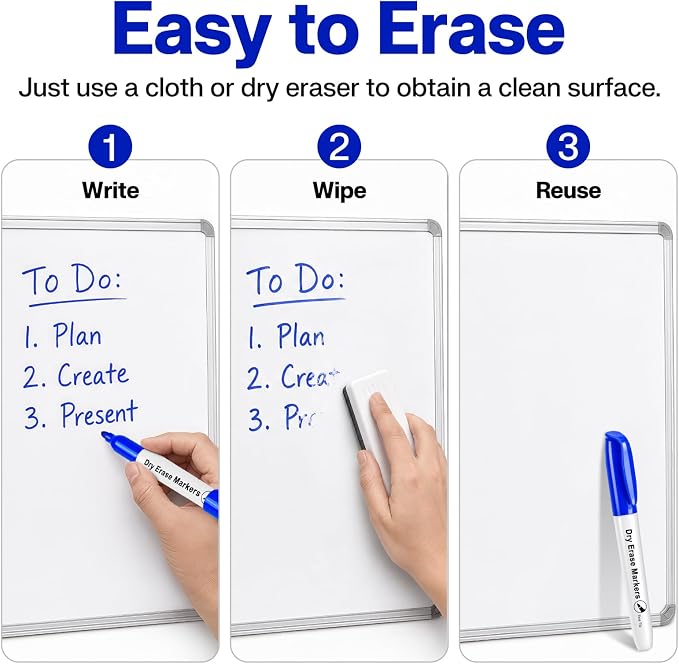 V-Opitos 30 Pack Fine Tip Dry Erase Markers - Bulk Whiteboard Erasable Blue Markers, Ideal for School Classroom Office Supplies, Non-Toxic & Easy Clean for White board