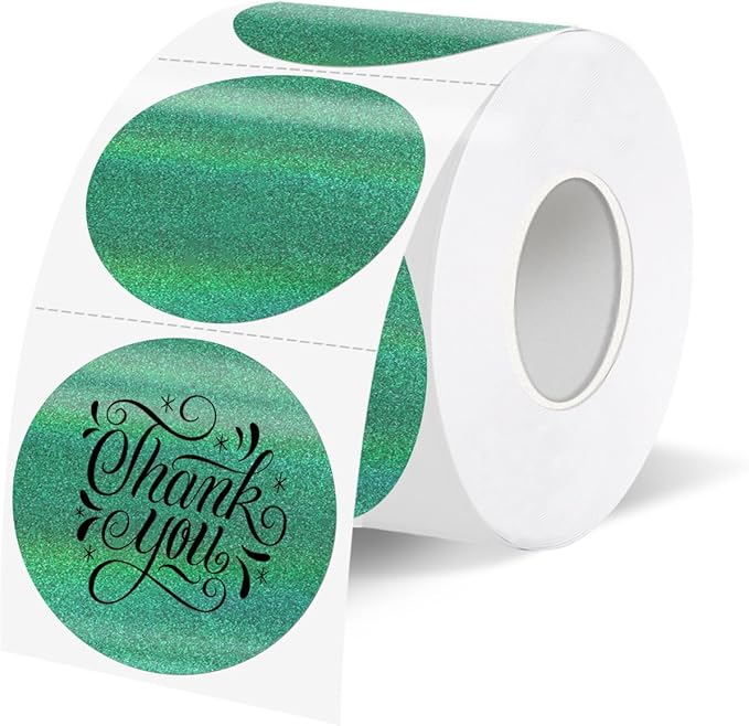 1.5 Inch Thermal Labels,Holographic Circle Direct Thermal Stickers,for Address Design DIY Logo Business(300 pcs/Green dots)